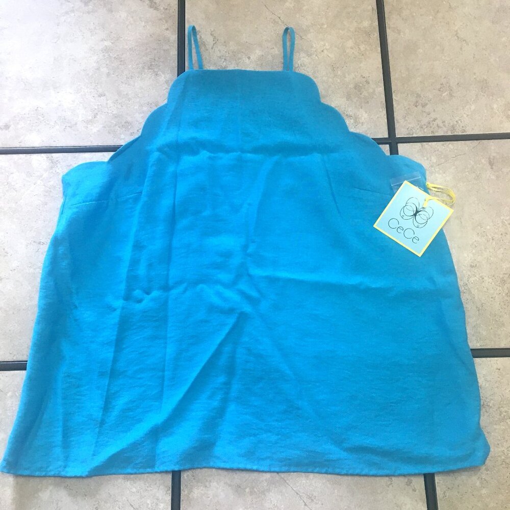Halter Top with Scalloped Edges Fully Lined by CeCe Periwinkle Blue Large NWT